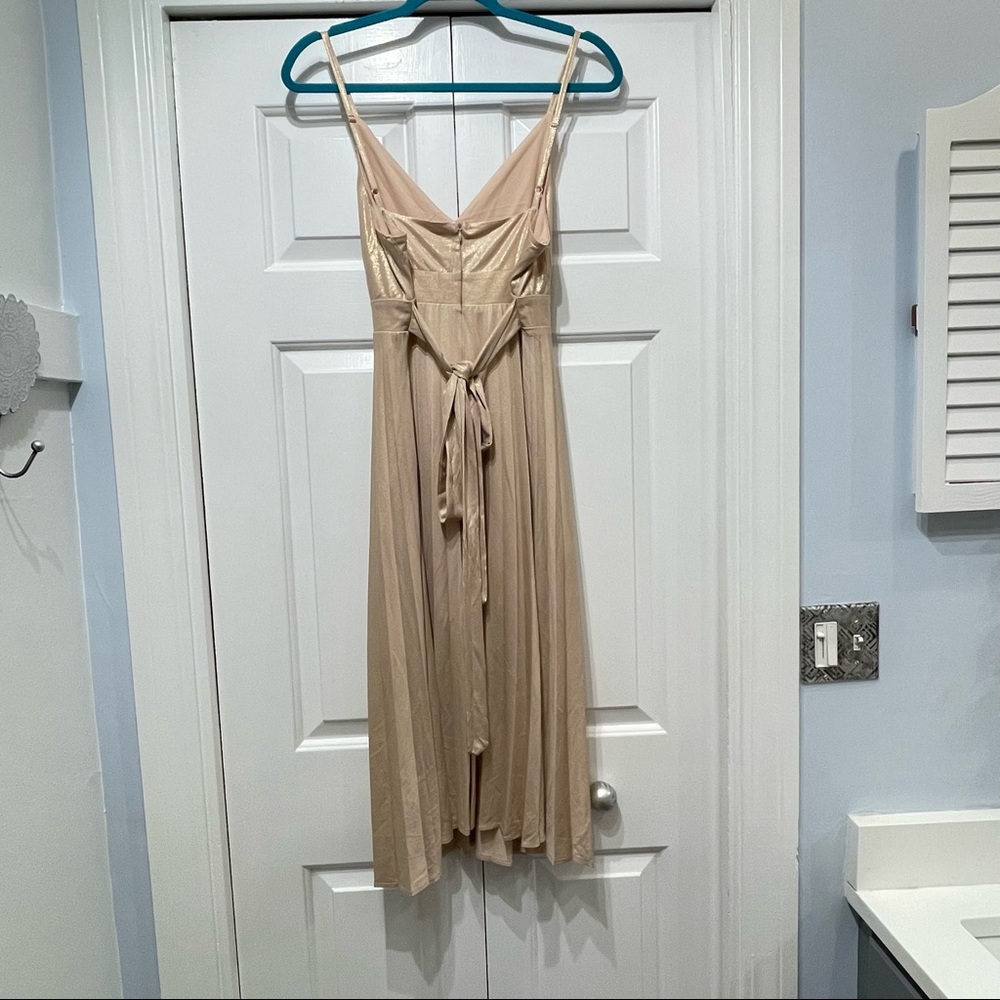 sold-Kenedik Dress Womens Large Gold Pleated Formal Cocktail A Line - Picture 12 of 13